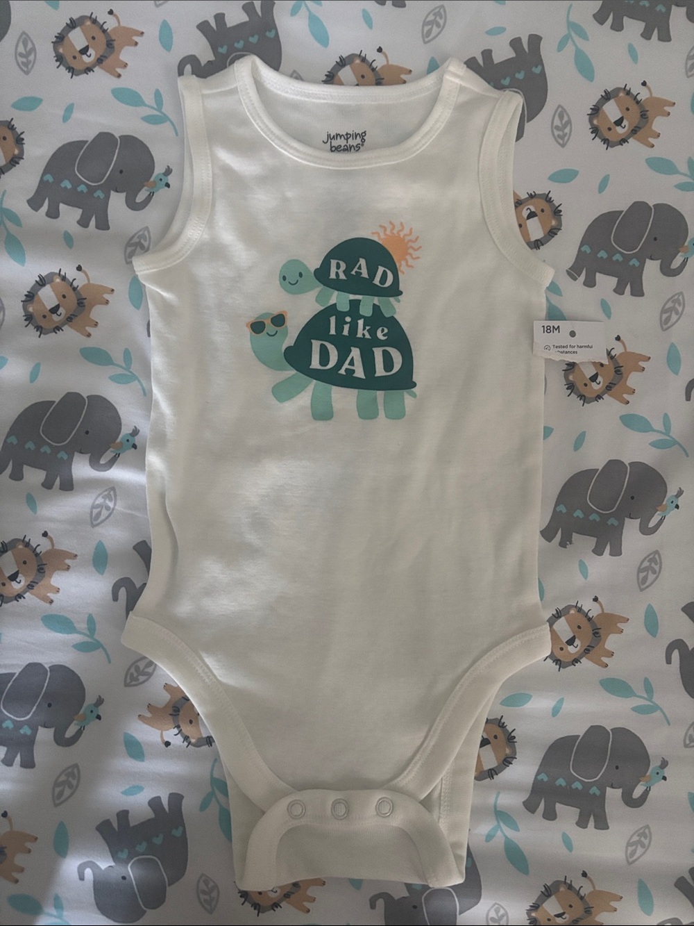 jumping beans White Tank One-Piece with Green Turtle 'Rad Like Dad'